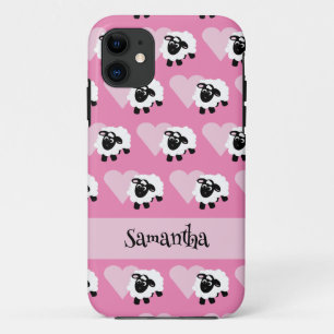 Name des niedlichen Cartoon Sheep Pink Herzmuster Case-Mate iPhone Hülle