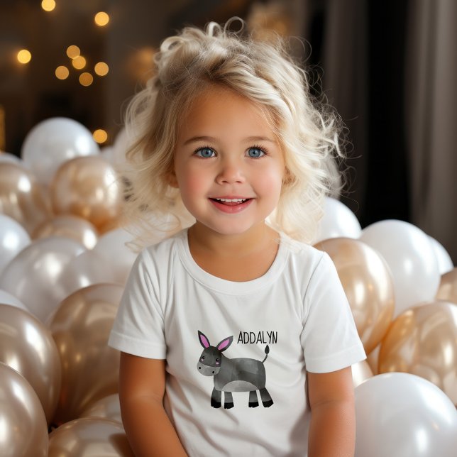 Name des niedlichen Donkey-Säuglings Baby T-shirt (Cute donkey infant/toddler t-shirt personalized with your child's name)