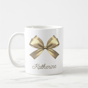 Name des niedlichen Girl Gold Ästhetik Bow Kaffeetasse