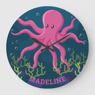 Name des niedlichen Octopus Große Wanduhr