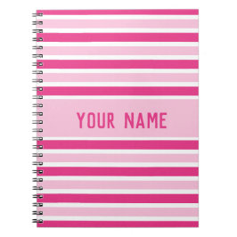 Name des niedlichen Preppy-Rosa- und Weißstreifens Notizblock
