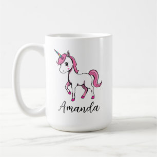 Name des niedlichen rosa Einhorn-Cartoon Kaffeetasse
