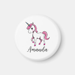 Name des niedlichen rosa Einhorn-Cartoon Magnet