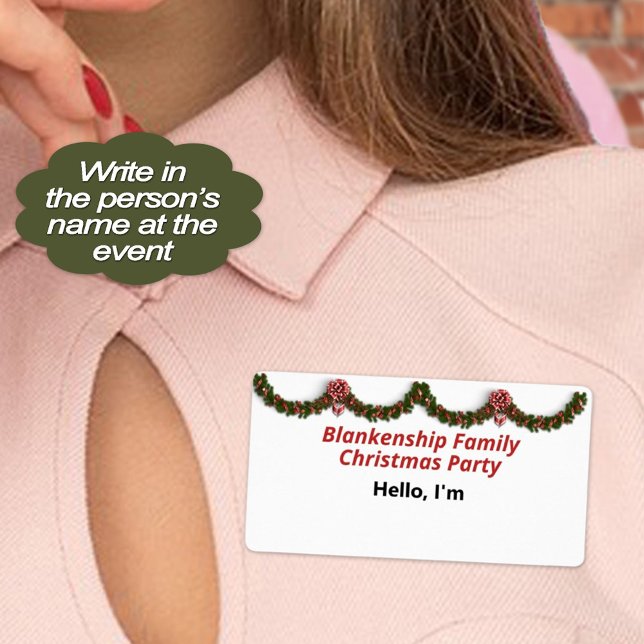 Name des Papiers "Christmas Garland" und "Red Bow  (Make custom sticker name tags a party of your Christmas event essentials to help guests remember. )