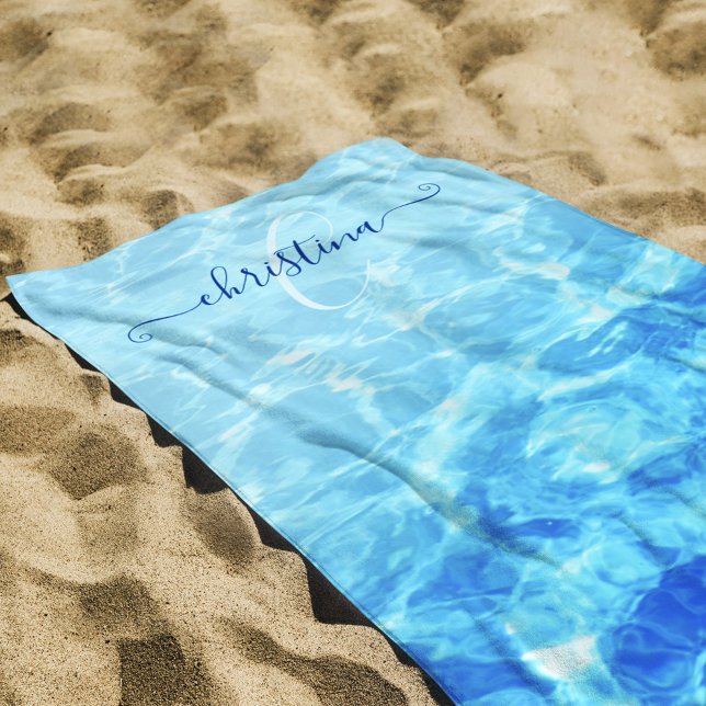 Name des Party Summer Water Monogram Strandtuch (Pool Party Summer Water Monogram Name Beach Towel)