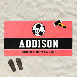 Name des personalisiert-Coral-Soccer-Spielers Strandtuch