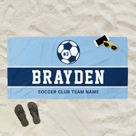 Name des personalisiert Navy Blue Soccer Players Strandtuch