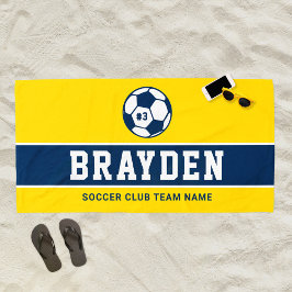 Name des personalisiert-Yellow-Navy-Blue-Fußballsp Strandtuch