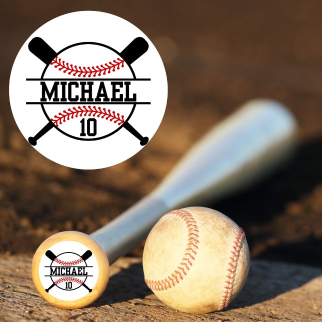 Name des personalisierten Baseball-Softball-Knoten Runder Aufkleber (Von Creator hochgeladen)