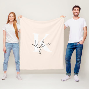 Name des Personalisierten blass pfirsichfarbenen M Fleecedecke