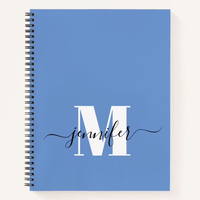 Name des Personalisierten Blue White Sketchbook Mo Notizbuch (Vorderseite)