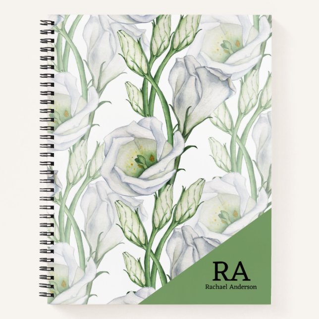 Name des personalisierten Blumenmusters Notizbuch (Vorderseite)
