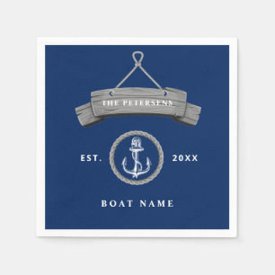 Name des personalisierten Bootes der Seefahrt Serviette
