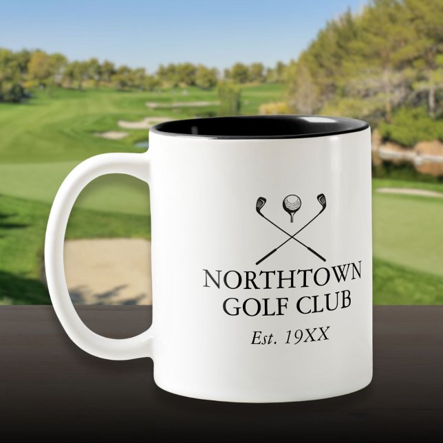 Name des personalisierten Classic Golf Clubs Zweifarbige Tasse (Personalized Classic Golf Club Name Two-Tone Coffee Mug)