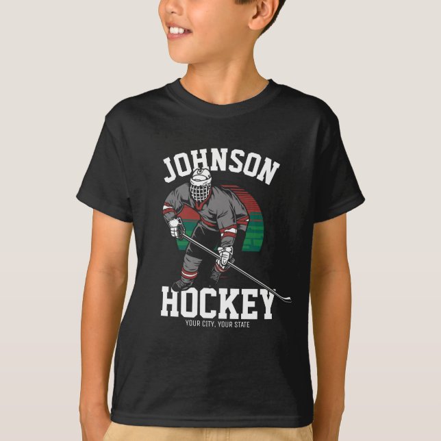 Name des personalisierten Eishockey-Spielerteams T-Shirt (Vorderseite)