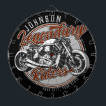 Name des personalisierten Fahrrads Dartscheibe<br><div class="desc">Personalisiertes Motorrad Legendary Rider Biker NAME Shop Garage Design - Passen Sie Ihren Namen oder Ihren eigenen Text an.</div>