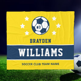 Name des personalisierten Gelben und Navy-Fußball- Fleecedecke