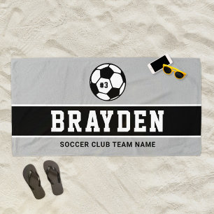 Name des personalisierten Grauen und Schwarzen Fuß Strandtuch