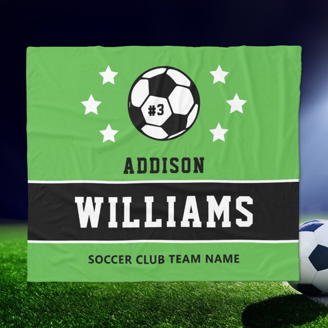 Name des personalisierten grünen Fußballspielers Fleecedecke (Von Creator hochgeladen)