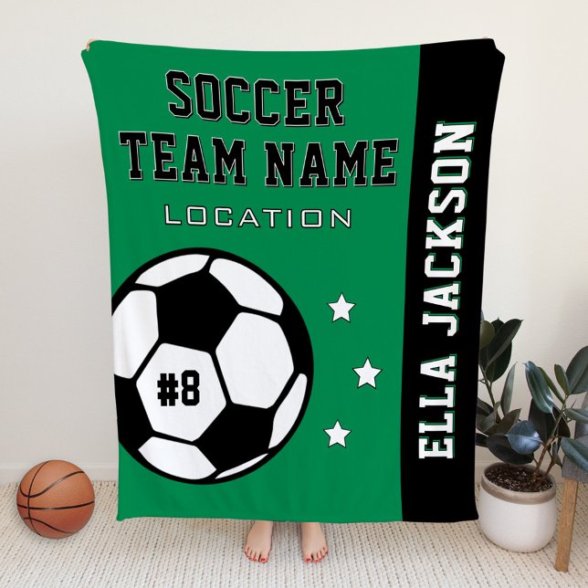 Name des personalisierten grünen Fußballspielers Fleecedecke (Von Creator hochgeladen)