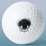 Name des personalisierten Haustier-Fotos Golfball<br><div class="desc">Design des Fotos mit personalisiertem Namen. Ersetzen Sie das Foto des Hundes durch ein eigenes Lieblingsbild Ihres Haustieres,  und ändern Sie den Namen,  um es zu personalisieren. Macht und ideales Geschenk für Golfer Hunde Liebhaber!</div>