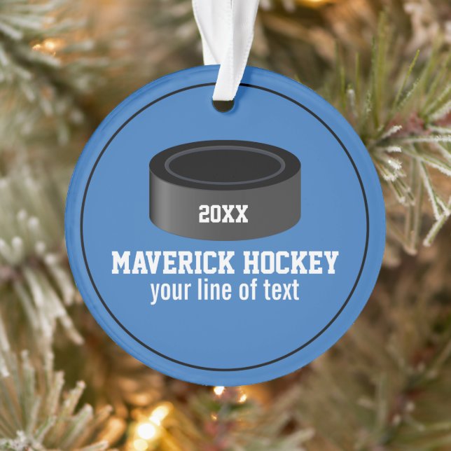 Name des personalisierten Hockey-Puck-Mannschaftsn Ornament (Baum)