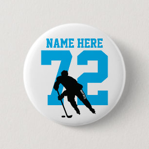 Name des personalisierten Hockey-Spielers Nummer T Button