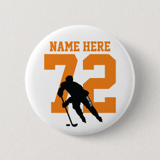 Name des personalisierten Hockey-Spielers Orange Button
