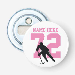 Name des personalisierten Hockey-Spielers Pink Flaschenöffner