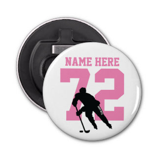 Name des personalisierten Hockey-Spielers Pink Flaschenöffner