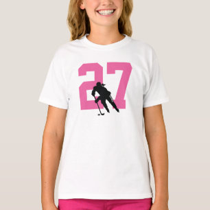 Name des personalisierten Hockey-Spielers PInk T-Shirt