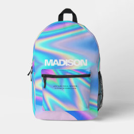 Name des personalisierten Holographischen Regenbog Bedruckter Rucksack