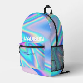 Name des personalisierten Holographischen Regenbog Bedruckter Rucksack