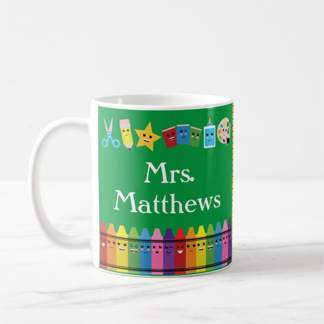 Name des personalisierten Lehrers Kawaii Kaffeetasse (Links)