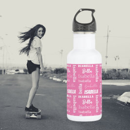 Name des personalisierten Mädchens Pink Girly Edelstahlflasche