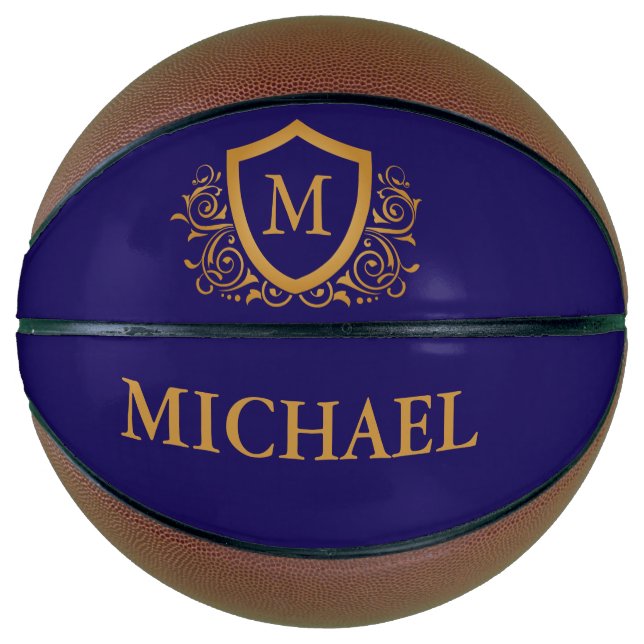 Name des Personalisierten Monogramms für Navy Blue Basketball (Vorderseite)