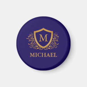 Name des Personalisierten Monogramms für Navy Blue Magnet