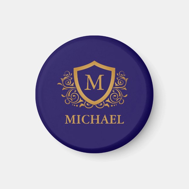 Name des Personalisierten Monogramms für Navy Blue Magnet (Vorne)