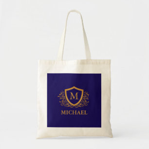 Name des Personalisierten Monogramms für Navy Blue Tragetasche