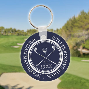 Name des personalisierten Navy Blue Golf Clubs Schlüsselanhänger