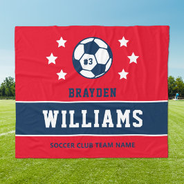 Name des personalisierten Navy Blue und Red Soccer Fleecedecke