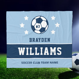 Name des personalisierten Navy Light Blue Soccer P Fleecedecke