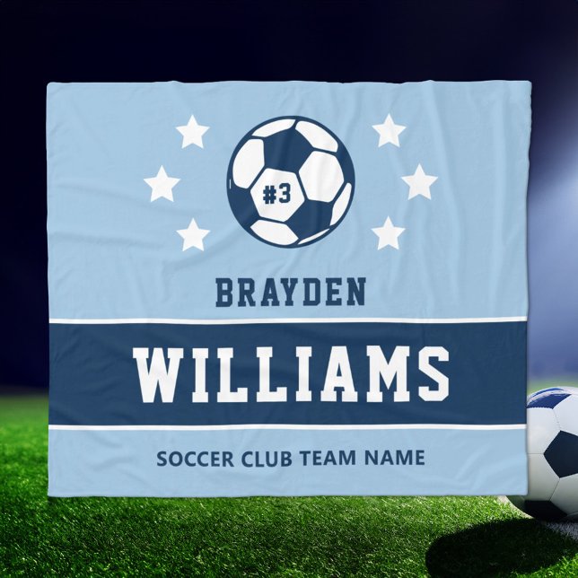 Name des personalisierten Navy Light Blue Soccer P Fleecedecke (Von Creator hochgeladen)