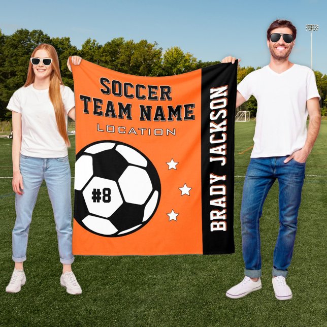 Name des personalisierten Orange-Fußballspielers Fleecedecke (Von Creator hochgeladen)