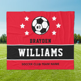 Name des personalisierten Rot- und Schwarzen Fußba Fleecedecke