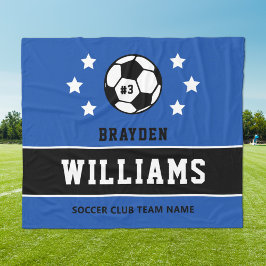 Name des personalisierten Royal Blue Soccer Player Fleecedecke
