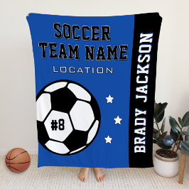 Name des personalisierten Royal Blue Soccer Player Fleecedecke