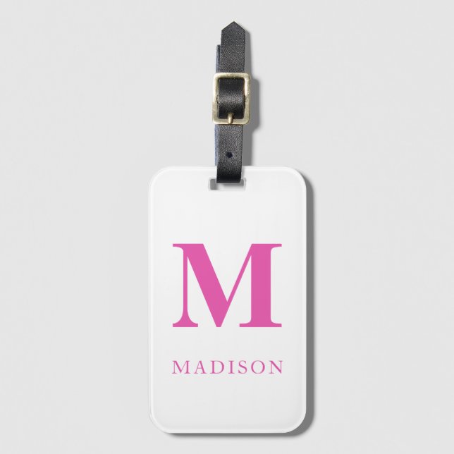 Name des Pink-Monogramms Gepäckanhänger (Vorderseite Vertikal)
