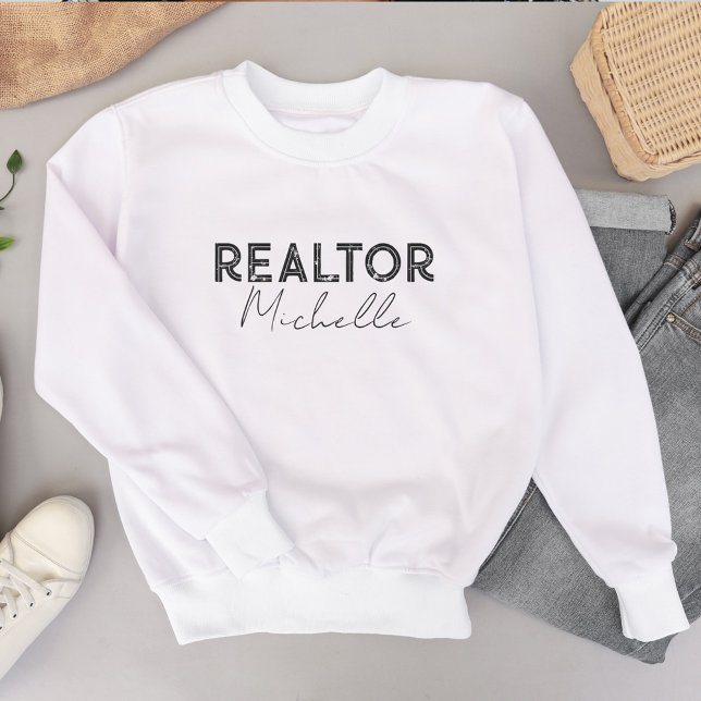 Name des Real Anwesen Agent Realtor Skriptname Sweatshirt (Real Estate Agent Realtor Retro Script Name Sweatshirt)
