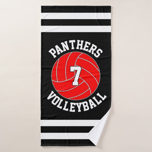 Name des Red Volleyball Teams und Nummer des Spiel Badehandtuch (Badehandtuch)